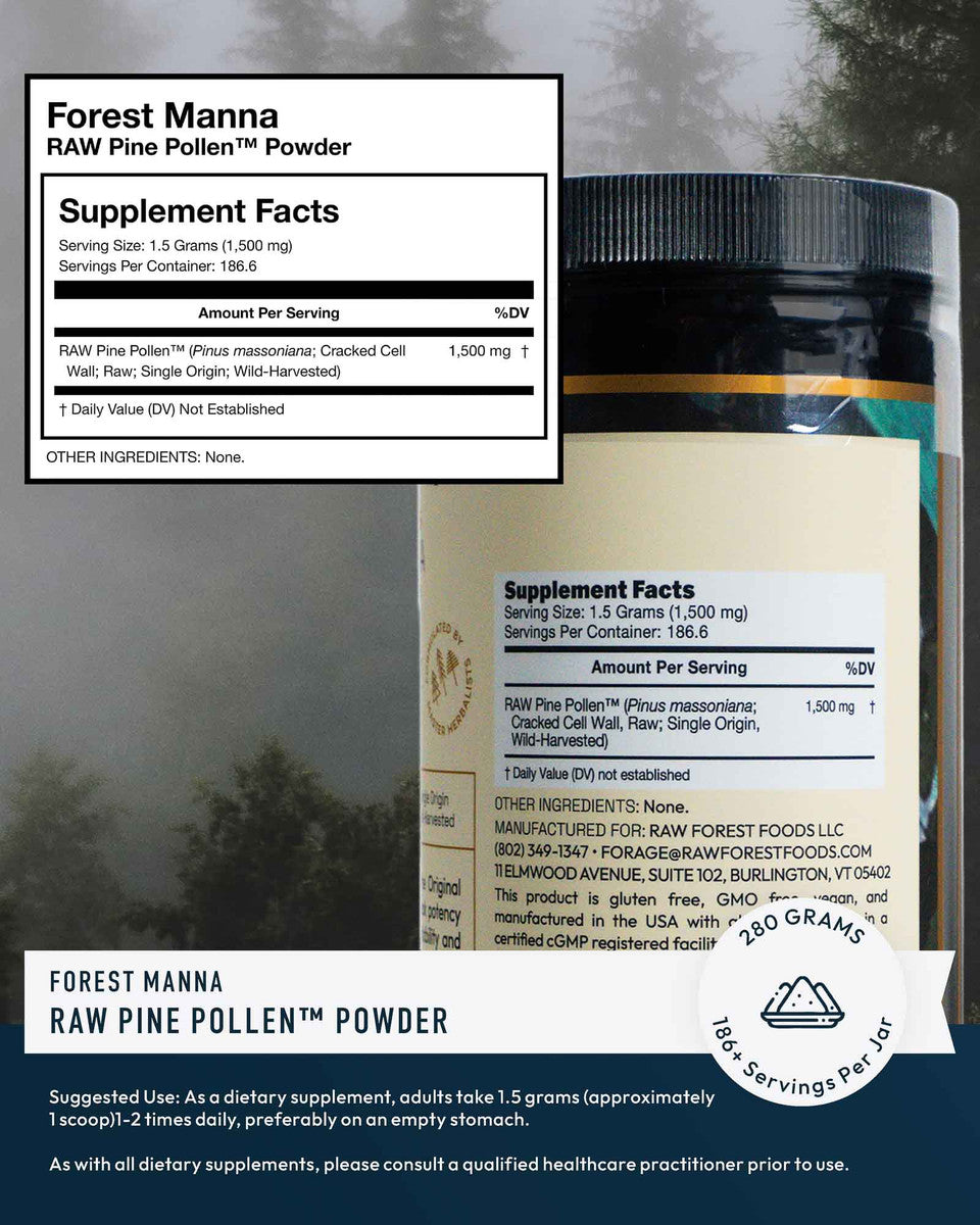 Forest Manna RAW Pine Pollen Powder » 280 Gram Jar