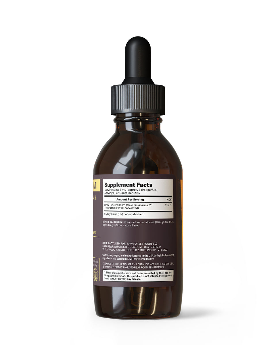 Forest Aurum Pine Pollen Nectar Tincture » 2:1 Dual-Stage Extract » 2 Ounce Bottle