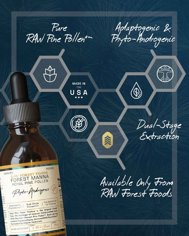 Forest Manna Royal Pine Pollen Tincture » Pure RAW Pine Pollen » 2 Ounce Bottle