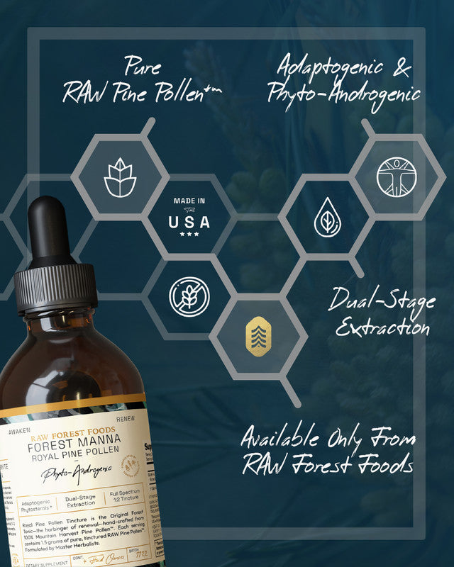 Forest Manna Royal Pine Pollen Tincture » Pure RAW Pine Pollen » 4 Ounce Bottle