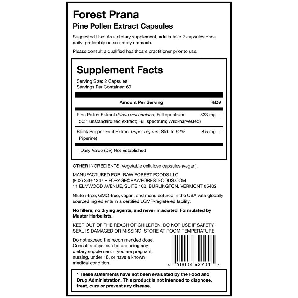 Forest Prana Pine Pollen Extract Capsules » 120 Count Bottle
