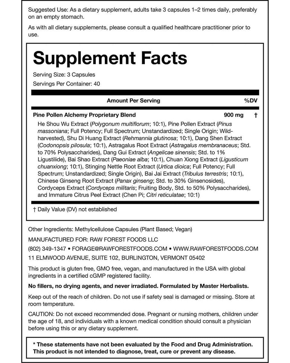 Mountain Alchemy Pine Pollen Elixir Capsules » 120 Count Bottle