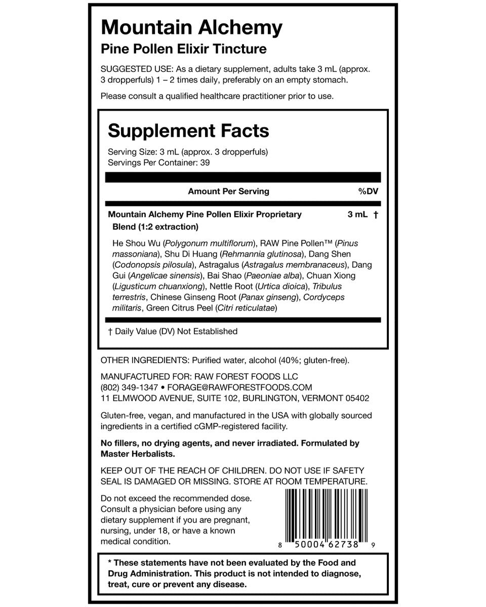 Mountain Alchemy Pine Pollen Elixir Tincture » 4 Ounce Bottle