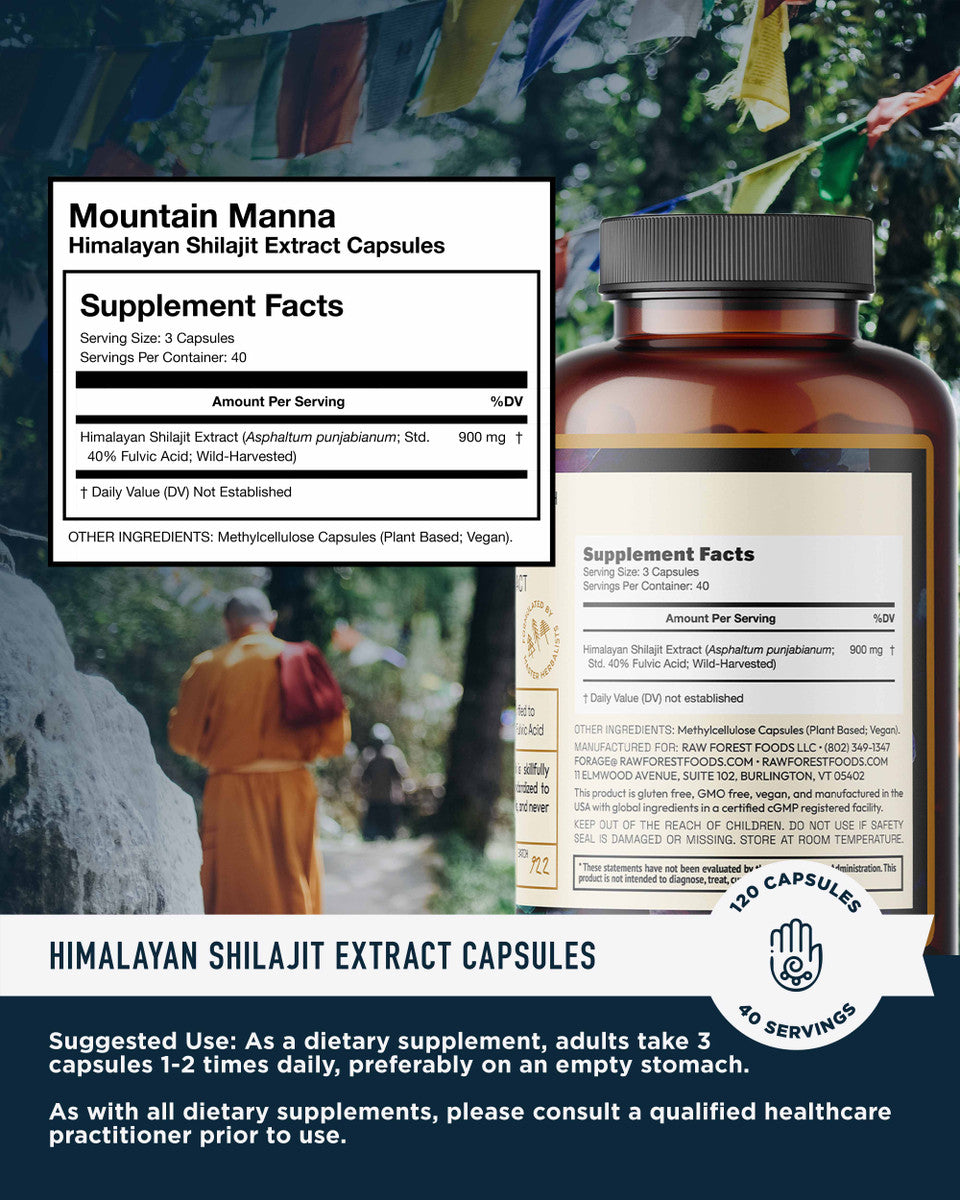 Mountain Manna Himalayan Shilajit Extract Capsules » 120 Count Bottle