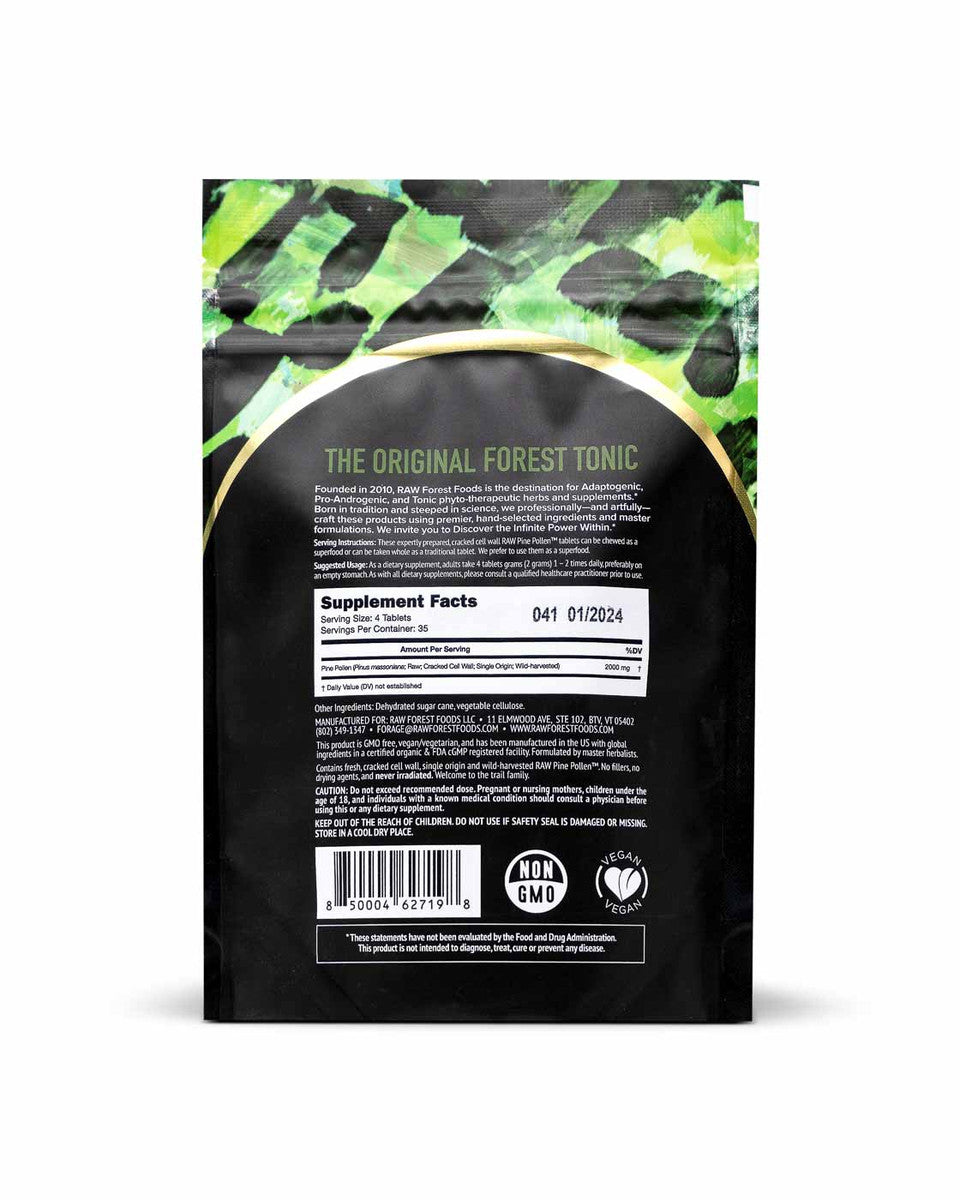 Forest Manna RAW Pine Pollen Tablets » Chewable » 140 Count Pouch