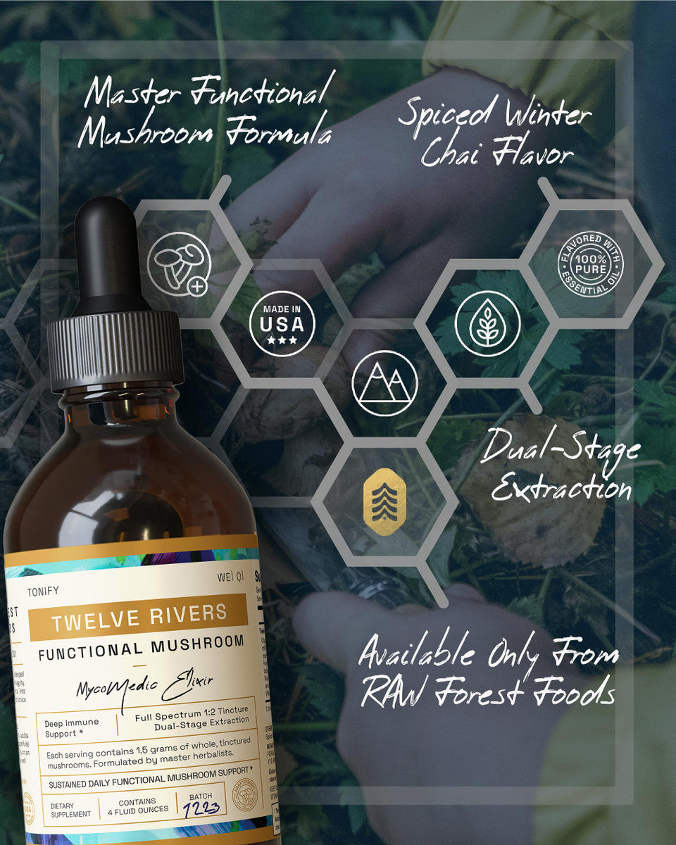 Twelve Rivers Functional Mushroom MycoMedic Elixir Tincture » 2 and 4 Ounce Bottles